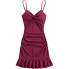 image:imageFloerns Womens Summer Tropical Twist Front Ruched Ruffle Hem Bodycon Cami DressBurgundy