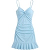 image:imageFloerns Womens Summer Tropical Twist Front Ruched Ruffle Hem Bodycon Cami DressPale Blue