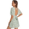 image:imageFloerns Womens Tropical Floral Plunging V Neck Tie Open Back Summer Short DressDitsy Green