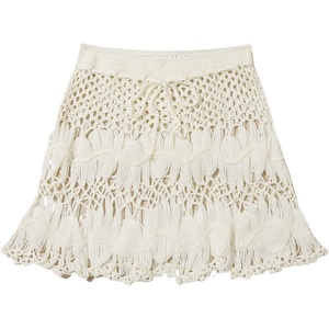 image:imageFloerns Womens Bathing Suit Tie Waist Crochet Beach Cover Up SkirtAbeige