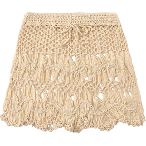 image:imageFloerns Womens Bathing Suit Tie Waist Crochet Beach Cover Up SkirtApricot