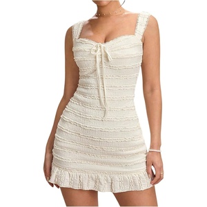 image:imageFloerns Womens Beach Summer Vacation Spring Trave Lace Ruffle Tank Dress Bodycon Mini Dresses Sundresses 2026White