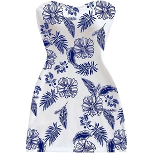image:imageFloerns Womens Summer Floral Tube Mini Dress Strapless Backless Party Club Bodycon DressesBlue and White