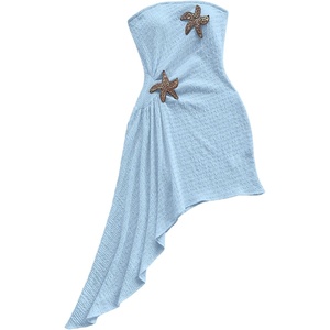image:imageFloerns Womens Summer Sundress Metal Starfish Asymmetrical Hem Tube Beach Vacation ClothesIce Blue