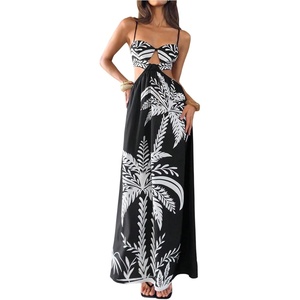 image:imageFloerns Womens Summer Tropical Boho Maxi Dress Cut Out Bow Backless Beach Vacation DressesBlack