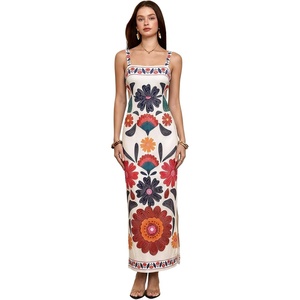 image:imageFloerns Womens Tropical Bow Tie Back Long Dress Sleeveless Split Vacation Maxi DressBeige Floral