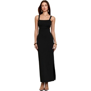 image:imageFloerns Womens Tropical Bow Tie Back Long Dress Sleeveless Split Vacation Maxi DressBlack
