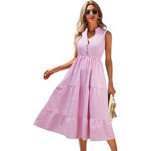 image:imageFloerns Womens Tropical Floral Plunging V Neck Tie Open Back Summer Short DressPink