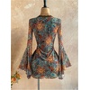 image:imageFloerns Womens Boho Western Mini Dress Floral Country Mesh Bell Sleeve Vintage DressesBlue Sunset