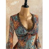 image:imageFloerns Womens Boho Western Mini Dress Floral Country Mesh Bell Sleeve Vintage DressesBlue Sunset