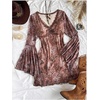 image:imageFloerns Womens Boho Western Mini Dress Floral Country Mesh Bell Sleeve Vintage DressesBrown