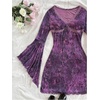 image:imageFloerns Womens Boho Western Mini Dress Floral Country Mesh Bell Sleeve Vintage DressesPurple
