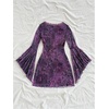 image:imageFloerns Womens Boho Western Mini Dress Floral Country Mesh Bell Sleeve Vintage DressesPurple