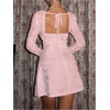 image:imageFloerns Womens Elegant Lace Long Sleeve Mini Dress Tie Open Back A Line Wedding Guest DressesPink