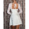 image:imageFloerns Womens Elegant Lace Long Sleeve Mini Dress Tie Open Back A Line Wedding Guest DressesWhite