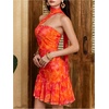 image:imageFloerns Womens Floral Mini Halter Neck Dress Bodycon Ruffle Hem Dress with ScarfOrange