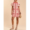 image:imageFloerns Womens Floral Summer Dress Puff Sleeve Crewneck Beach Vacation Tunic DressesRed and White