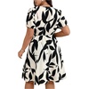 image:imageFloerns Womens Plus Size Summer Vacation Wrap V Neck Short Sleeve Ruffle Hem A Line Hawaiian Short DressApricot and Black