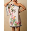 image:imageFloerns Womens Plus Size Tropical Summer Dresses Off The Shoulder Vacation Tunic DressBeige Multi