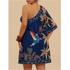 image:imageFloerns Womens Plus Size Tropical Summer Dresses Off The Shoulder Vacation Tunic DressDark Blue