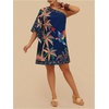 image:imageFloerns Womens Plus Size Tropical Summer Dresses Off The Shoulder Vacation Tunic DressDark Blue