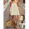 image:imageFloerns Womens Polka Dots Frill Trim Short Dress Shirred Spaghetti Strap Summer Vacation DressesApricot