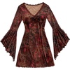 image:imageFloerns Womens Boho Western Mini Dress Floral Country Mesh Bell Sleeve Vintage DressesDark Brown