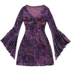 image:imageFloerns Womens Boho Western Mini Dress Floral Country Mesh Bell Sleeve Vintage DressesPurple