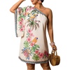 image:imageFloerns Womens Plus Size Tropical Summer Dresses Off The Shoulder Vacation Tunic DressBeige Multi