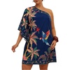 image:imageFloerns Womens Plus Size Tropical Summer Dresses Off The Shoulder Vacation Tunic DressDark Blue
