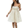 image:imageFloerns Womens Polka Dots Frill Trim Short Dress Shirred Spaghetti Strap Summer Vacation DressesApricot