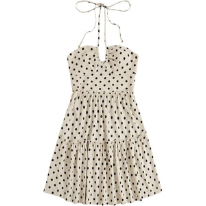 image:imageFloerns Womens Floral Sleeveless Halter Dress Milkmaid Flare Hem Boho Mini DressWhite Polka Dots