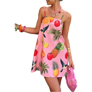 image:imageFloerns Womens Tropical Sleeveless Cami Dress Loose Holiday A Line Mini DressesPastel Pink