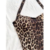 image:imageFloerns Womens Cute Summer Halter Neck Floral Leopard Print Short SundressBrown Multi