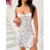 image:imageFloerns Womens Cute Summer Halter Neck Floral Leopard Print Short SundressWhite Flower
