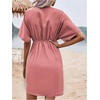 image:imageFloerns Womens Deep V Neck Wrap Short Dress Summer Short Sleeve Casual Beach Vacation DressesDusty Pink