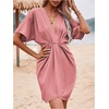 image:imageFloerns Womens Deep V Neck Wrap Short Dress Summer Short Sleeve Casual Beach Vacation DressesDusty Pink
