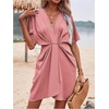 image:imageFloerns Womens Deep V Neck Wrap Short Dress Summer Short Sleeve Casual Beach Vacation DressesDusty Pink