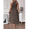 image:imageFloerns Womens Plus Size Boho Sleeveless Halter Neck Tie Back A Line Long DressBrown Leopard