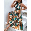 image:imageFloerns Womens Plus Size Boho Sleeveless Halter Neck Tie Back A Line Long DressGreen Geo