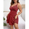 image:imageFloerns Womens Plus Size Sleeveless Glitter Dress Wrap V Neck Flared Short DressMaroon