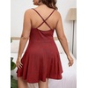 image:imageFloerns Womens Plus Size Sleeveless Glitter Dress Wrap V Neck Flared Short DressMaroon