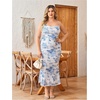 image:imageFloerns Womens Plus Size Vintage Graphic Mesh Cami Dress Draped Bodycon Long DressesRoyal Blue Flower