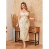 image:imageFloerns Womens Plus Size Vintage Graphic Mesh Cami Dress Draped Bodycon Long DressesYellow Floral