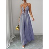image:imageFloerns Womens Striped Halter Maxi Dress Backless Smocked Beach Vacation Boho DressBlue and White