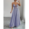 image:imageFloerns Womens Striped Halter Maxi Dress Backless Smocked Beach Vacation Boho DressBlue and White