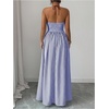 image:imageFloerns Womens Striped Halter Maxi Dress Backless Smocked Beach Vacation Boho DressBlue and White