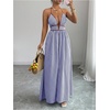 image:imageFloerns Womens Striped Halter Maxi Dress Backless Smocked Beach Vacation Boho DressBlue and White