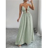 image:imageFloerns Womens Striped Halter Maxi Dress Backless Smocked Beach Vacation Boho DressGreen