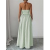 image:imageFloerns Womens Striped Halter Maxi Dress Backless Smocked Beach Vacation Boho DressGreen